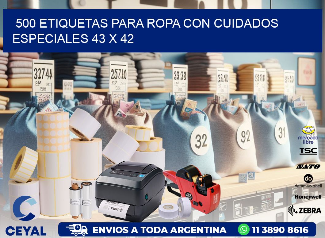 500 ETIQUETAS PARA ROPA CON CUIDADOS ESPECIALES 43 x 42