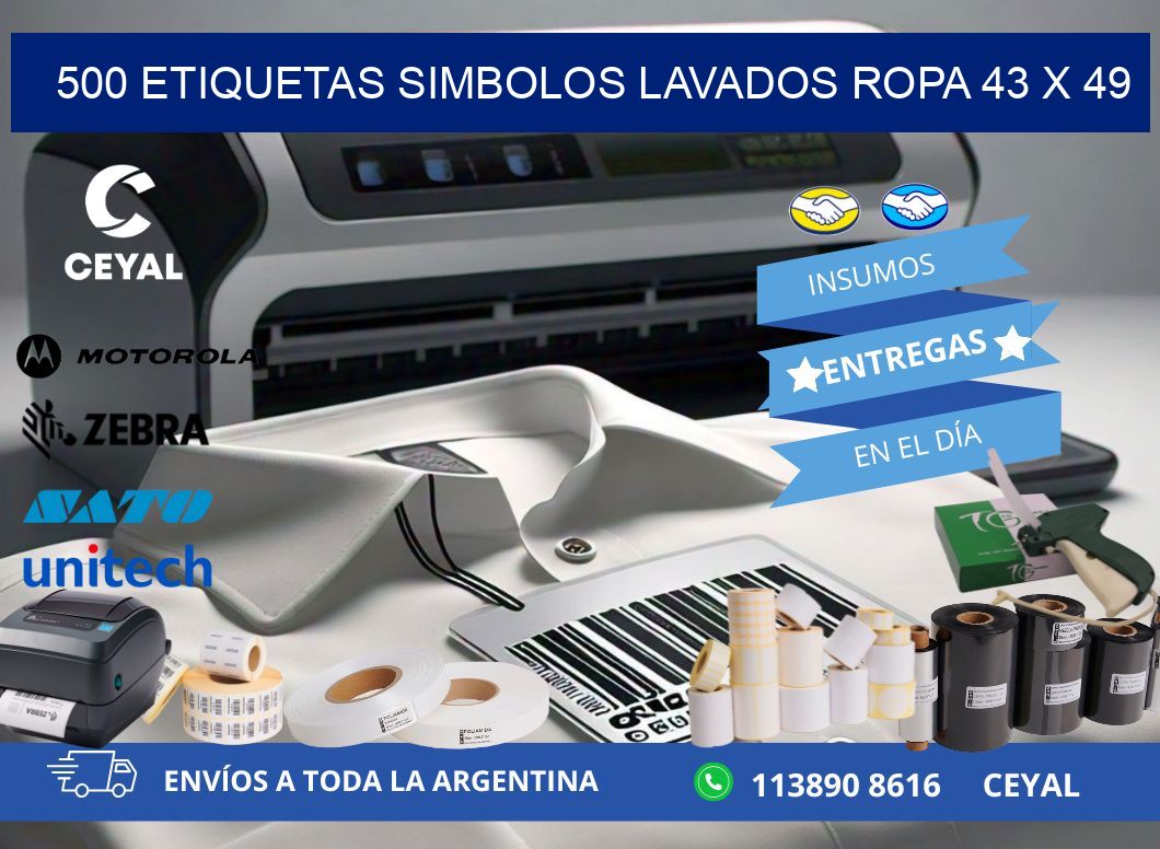 500 ETIQUETAS SIMBOLOS LAVADOS ROPA 43 x 49