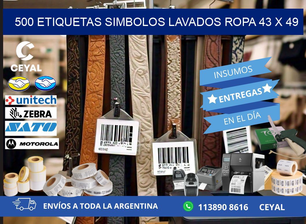 500 ETIQUETAS SIMBOLOS LAVADOS ROPA 43 x 49