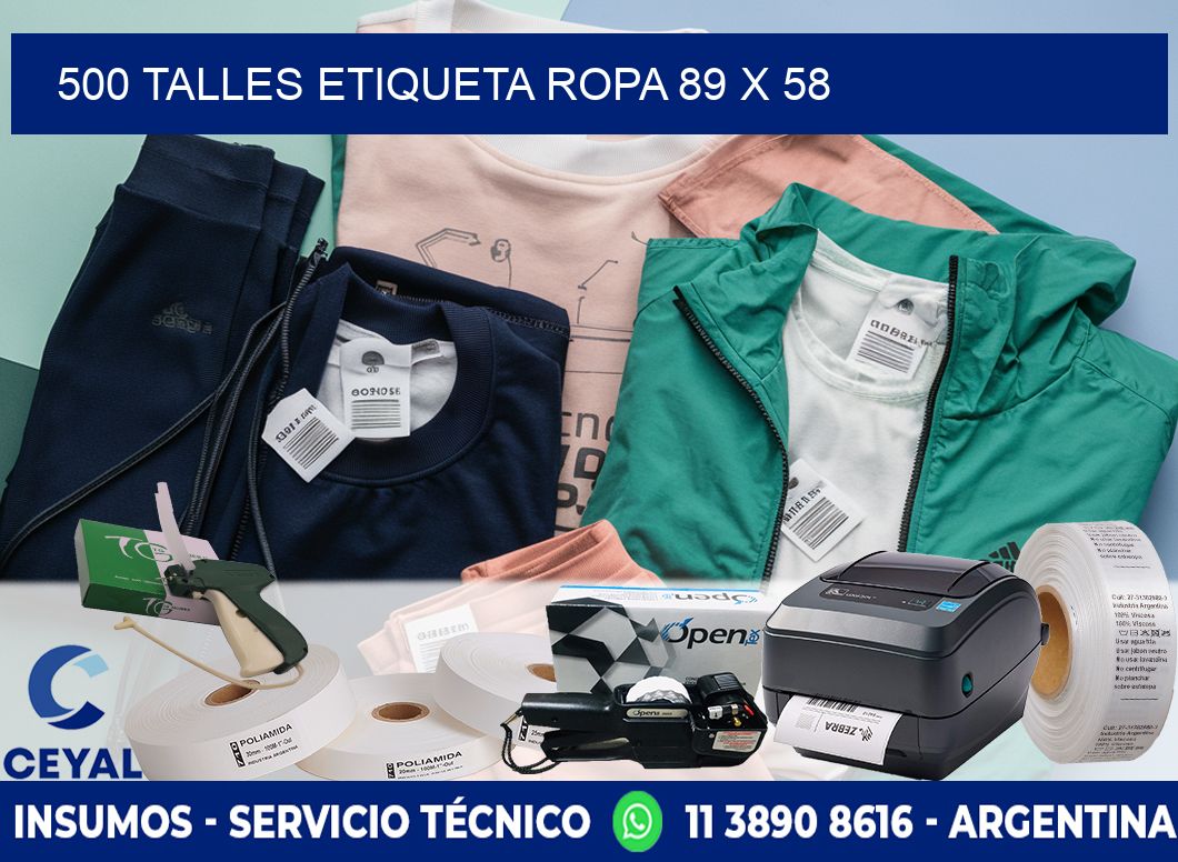 500 TALLES ETIQUETA ROPA 89 x 58