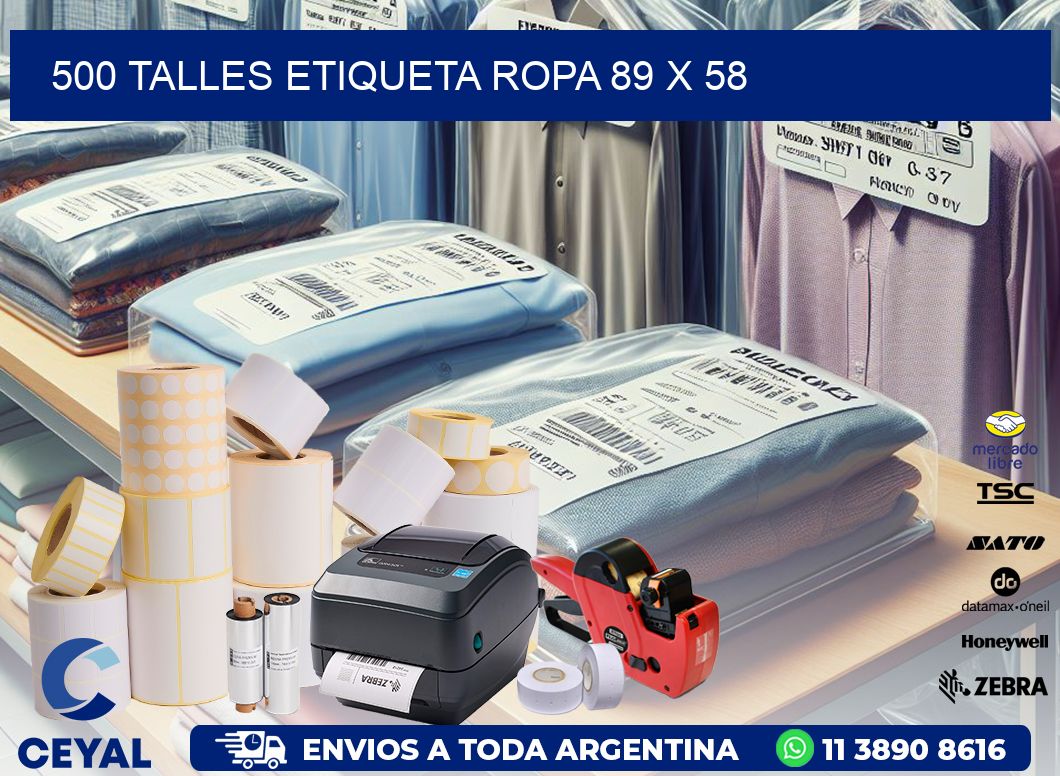 500 TALLES ETIQUETA ROPA 89 x 58