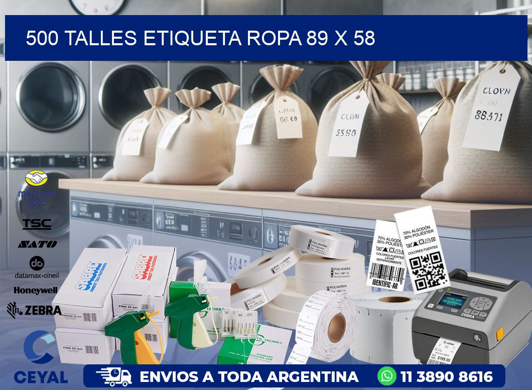 500 TALLES ETIQUETA ROPA 89 x 58