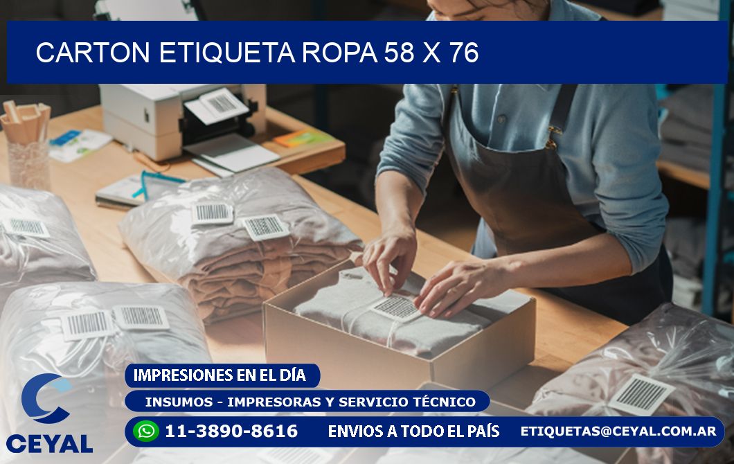 CARTON ETIQUETA ROPA 58 x 76