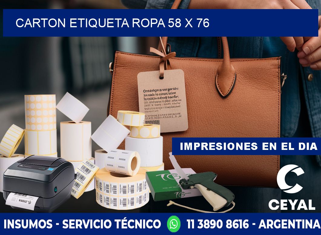 CARTON ETIQUETA ROPA 58 x 76