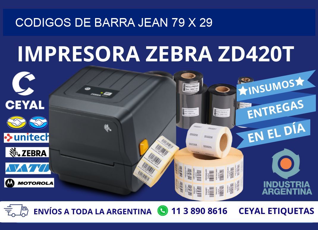 CODIGOS DE BARRA JEAN 79 x 29