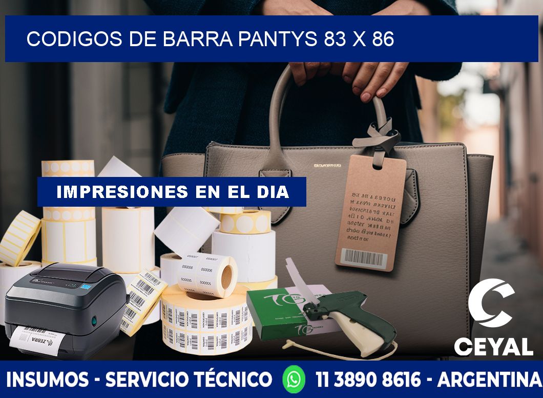 CODIGOS DE BARRA PANTYS 83 x 86