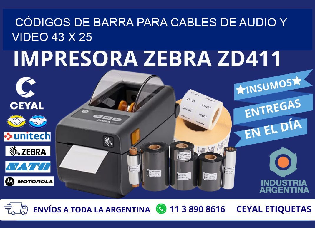 CÓDIGOS DE BARRA PARA CABLES DE AUDIO Y VIDEO 43 x 25