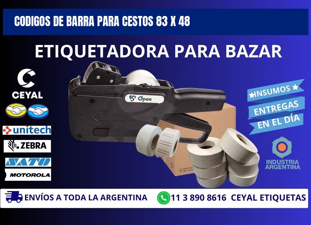 CODIGOS DE BARRA PARA CESTOS 83 x 48