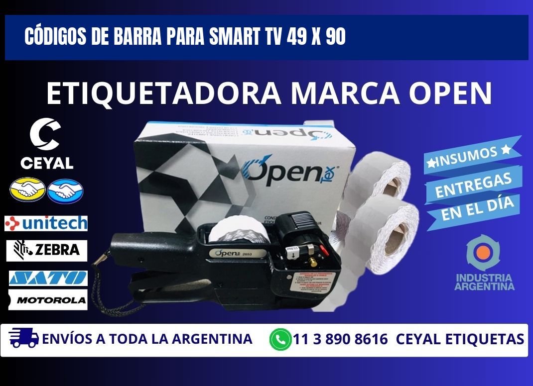 CÓDIGOS DE BARRA PARA SMART TV 49 x 90