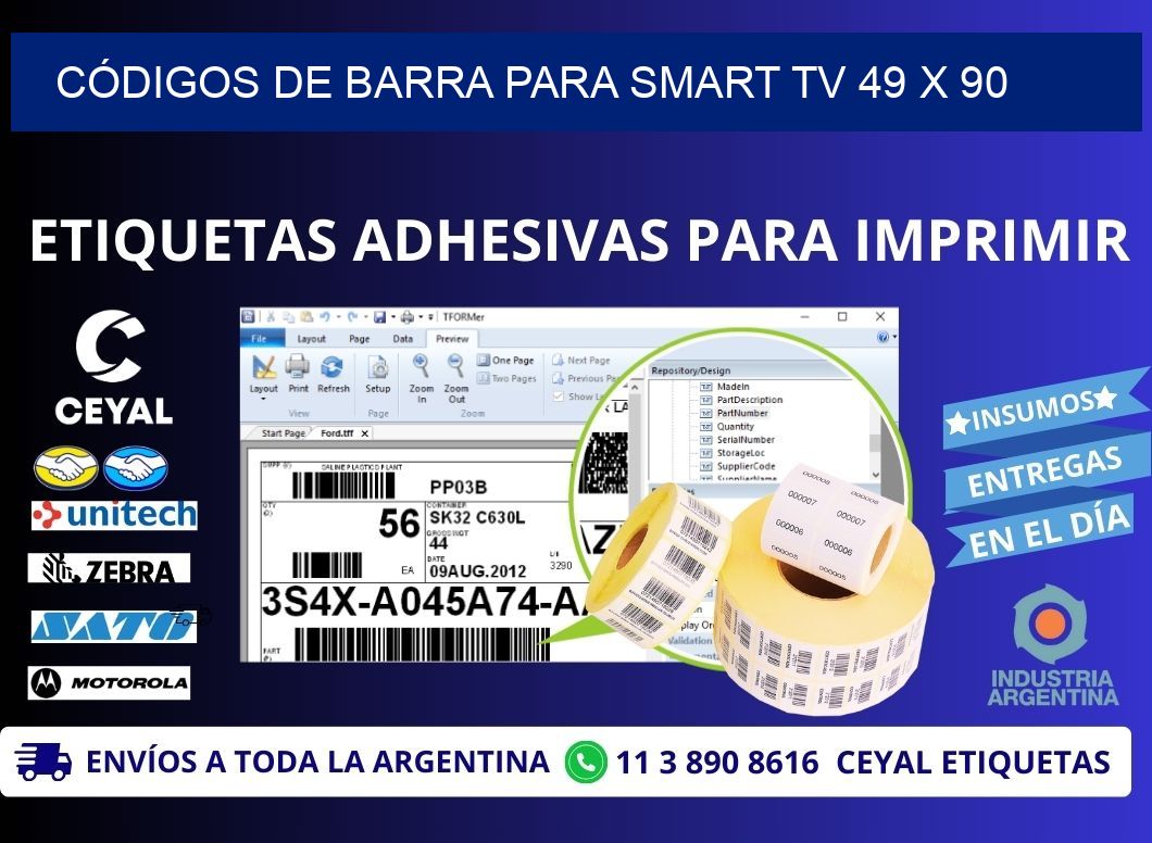 CÓDIGOS DE BARRA PARA SMART TV 49 x 90