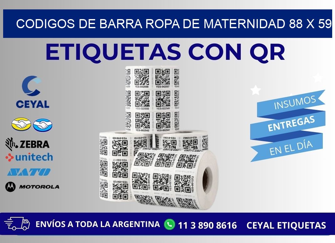 CODIGOS DE BARRA ROPA DE MATERNIDAD 88 x 59