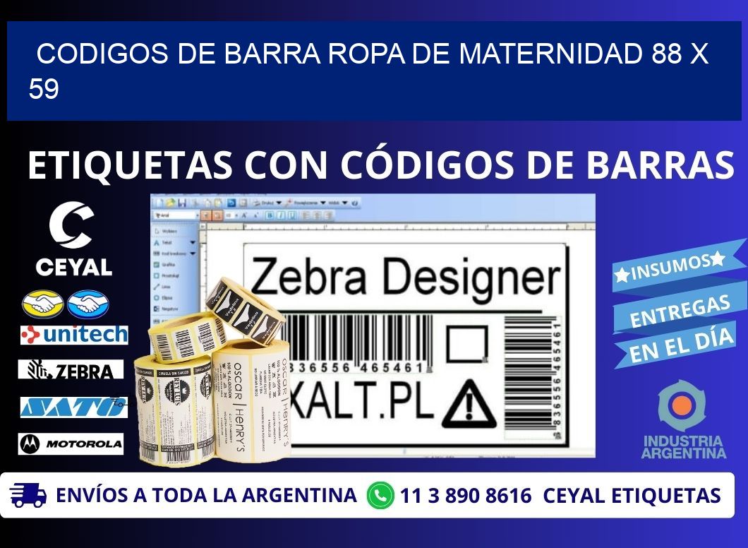 CODIGOS DE BARRA ROPA DE MATERNIDAD 88 x 59