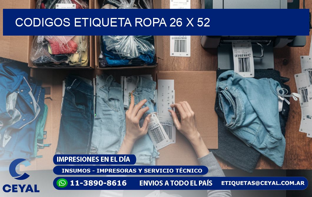 CODIGOS ETIQUETA ROPA 26 x 52