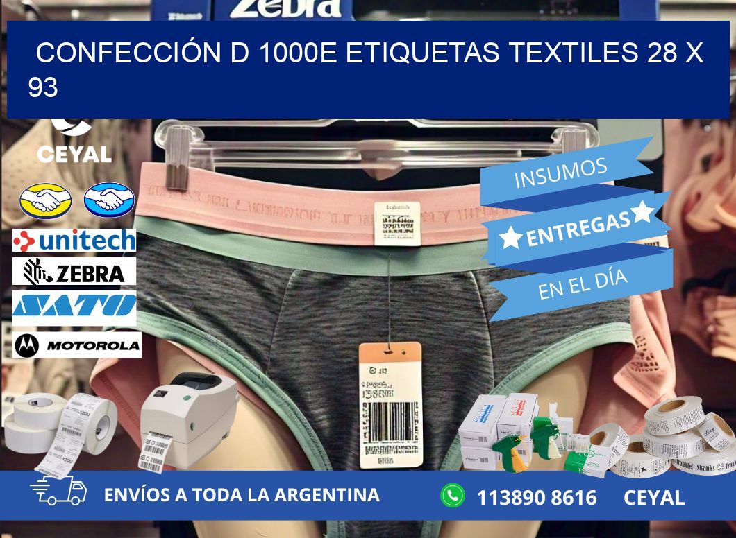 CONFECCIÓN D 1000E ETIQUETAS TEXTILES 28 x 93