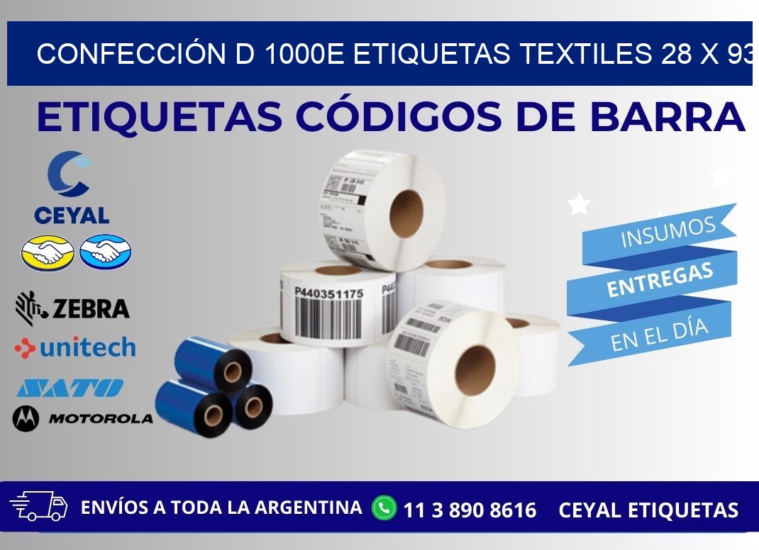 CONFECCIÓN D 1000E ETIQUETAS TEXTILES 28 x 93