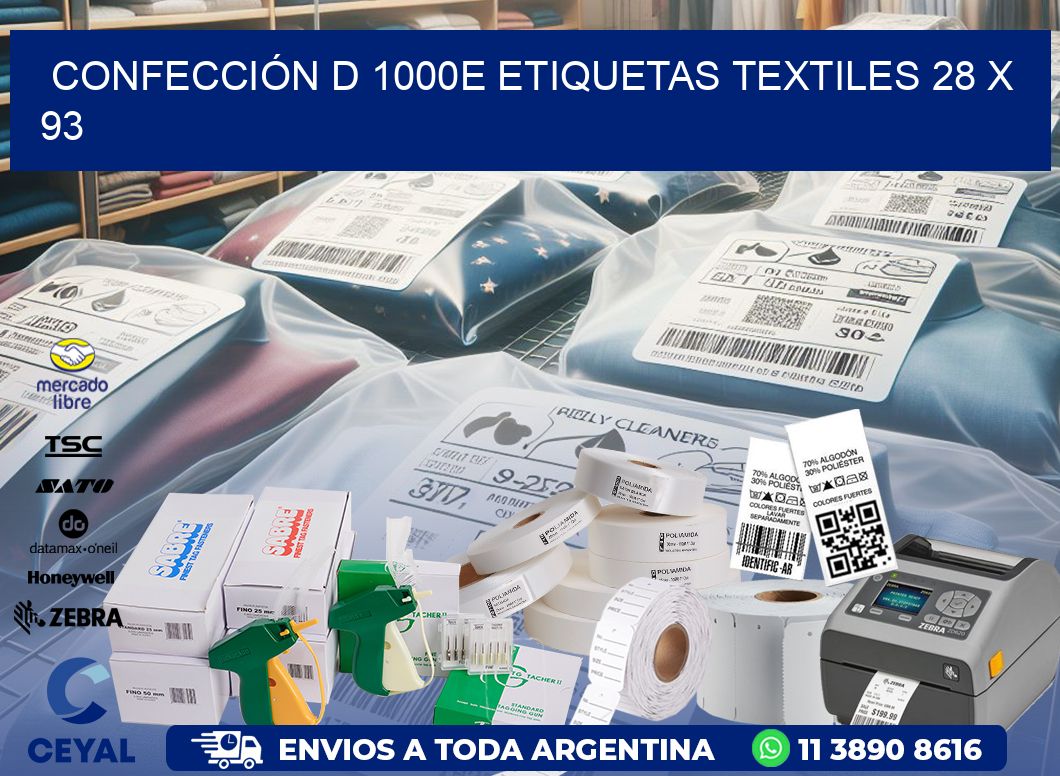 CONFECCIÓN D 1000E ETIQUETAS TEXTILES 28 x 93