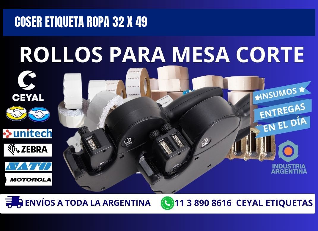 COSER ETIQUETA ROPA 32 x 49