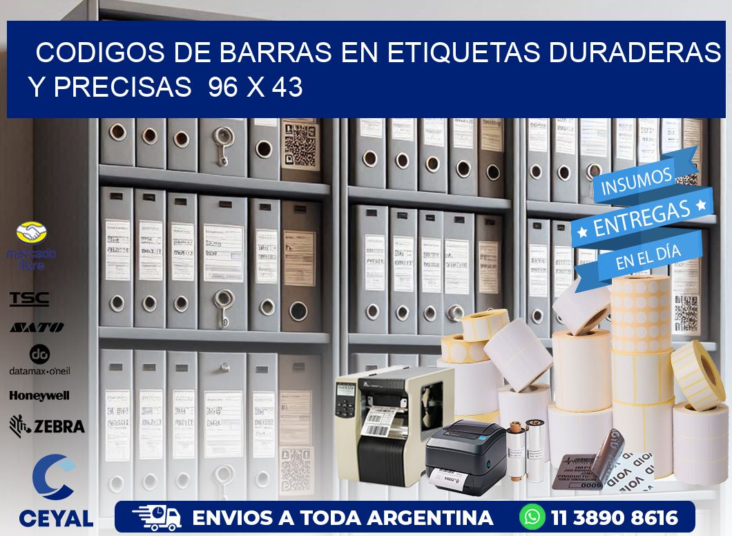 Codigos de Barras en Etiquetas Duraderas y Precisas  96 x 43