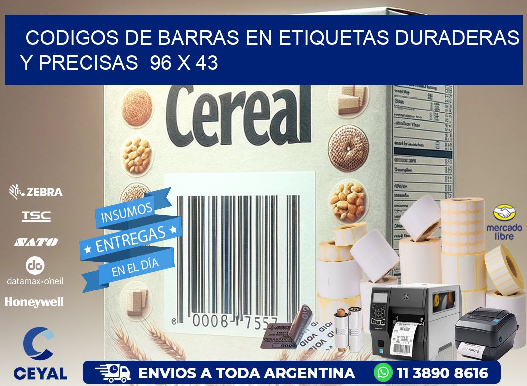 Codigos de Barras en Etiquetas Duraderas y Precisas  96 x 43