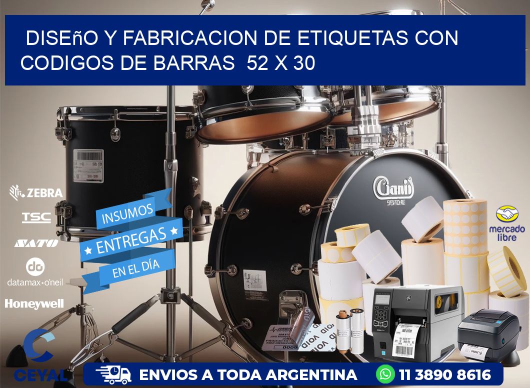 Diseño y Fabricacion de Etiquetas con Codigos de Barras  52 x 30