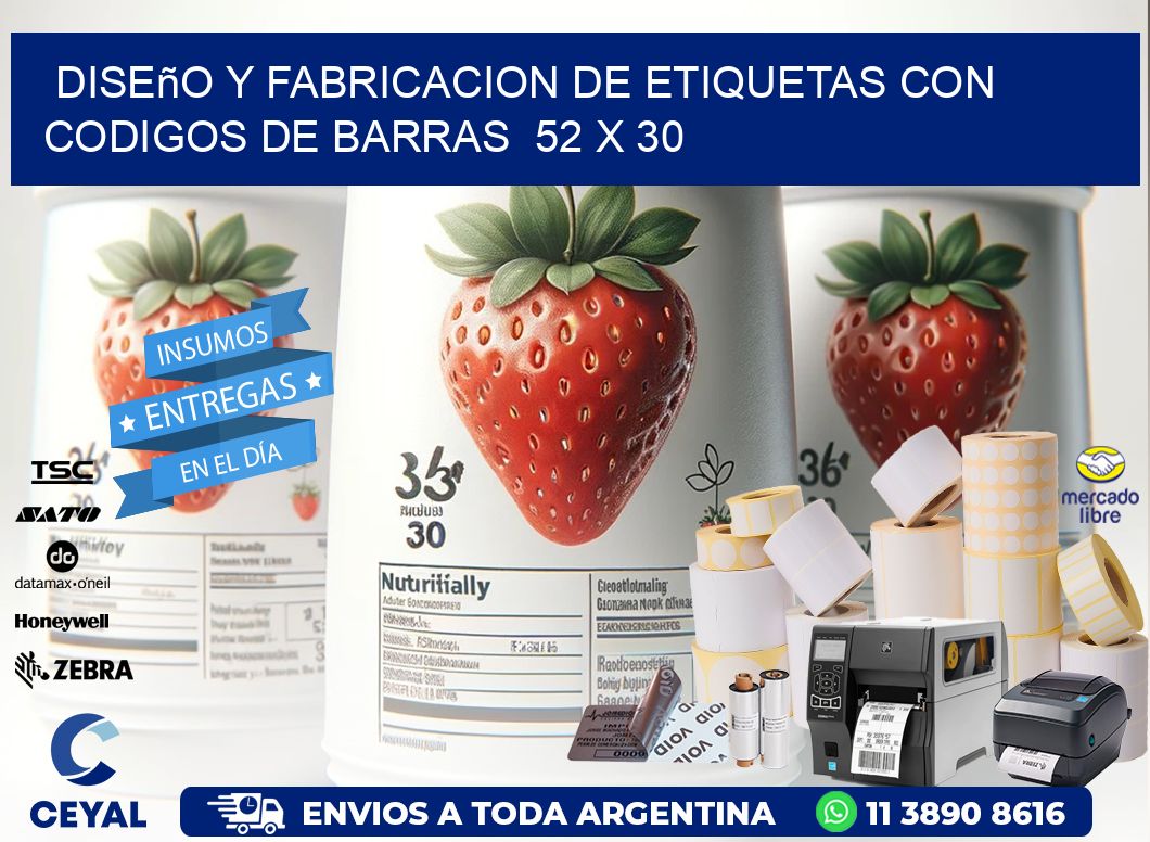 Diseño y Fabricacion de Etiquetas con Codigos de Barras  52 x 30