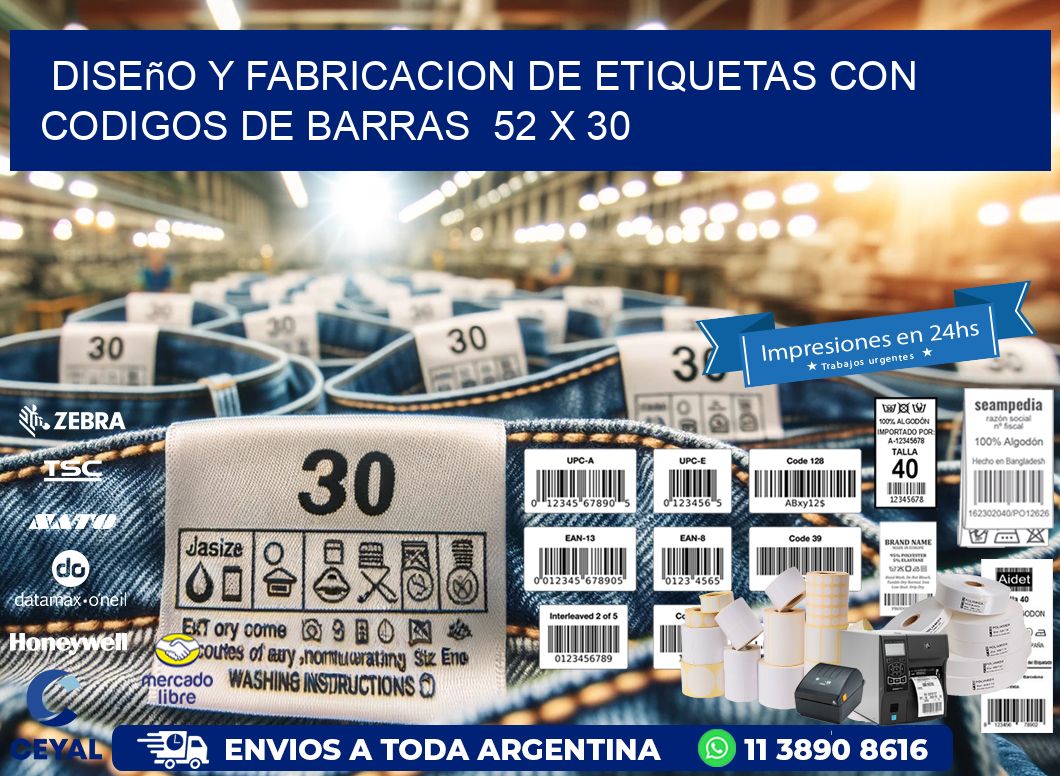 Diseño y Fabricacion de Etiquetas con Codigos de Barras  52 x 30