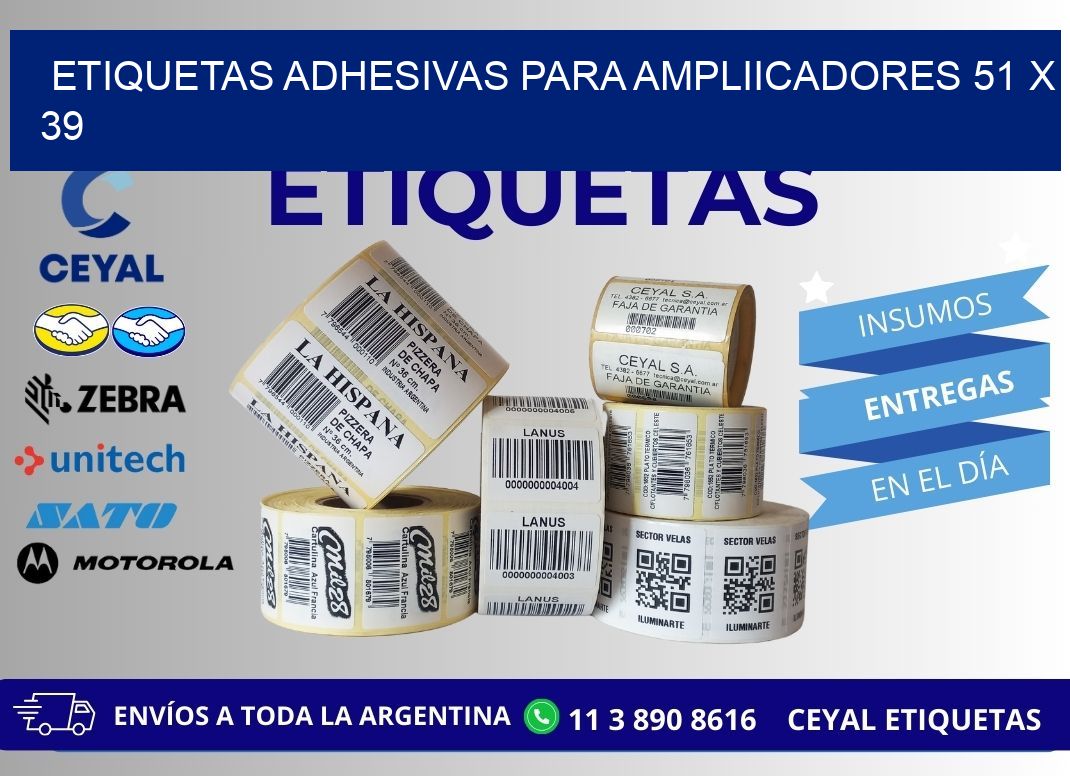 ETIQUETAS ADHESIVAS PARA AMPLIICADORES 51 x 39