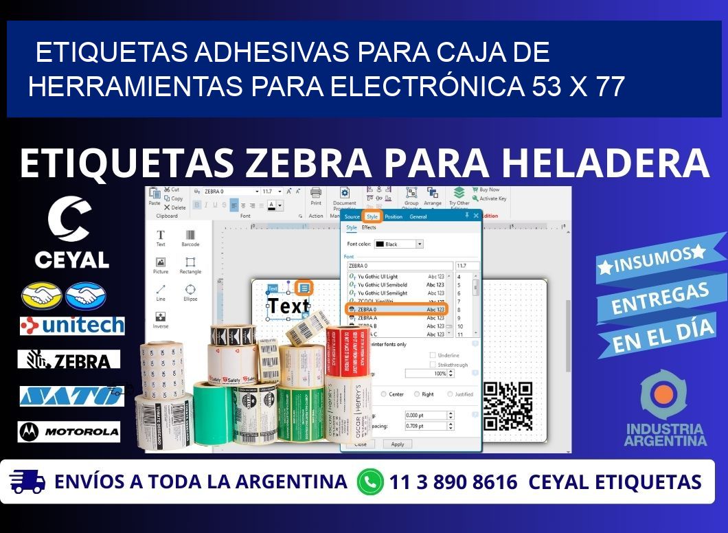 ETIQUETAS ADHESIVAS PARA CAJA DE HERRAMIENTAS PARA ELECTRÓNICA 53 x 77