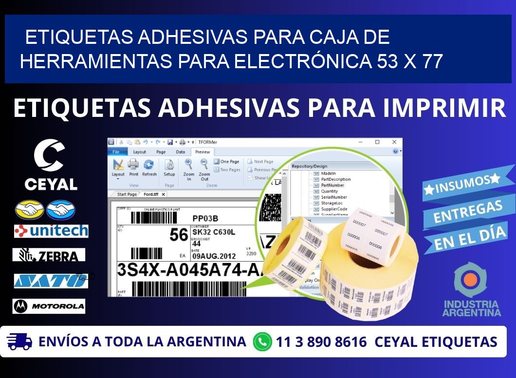 ETIQUETAS ADHESIVAS PARA CAJA DE HERRAMIENTAS PARA ELECTRÓNICA 53 x 77