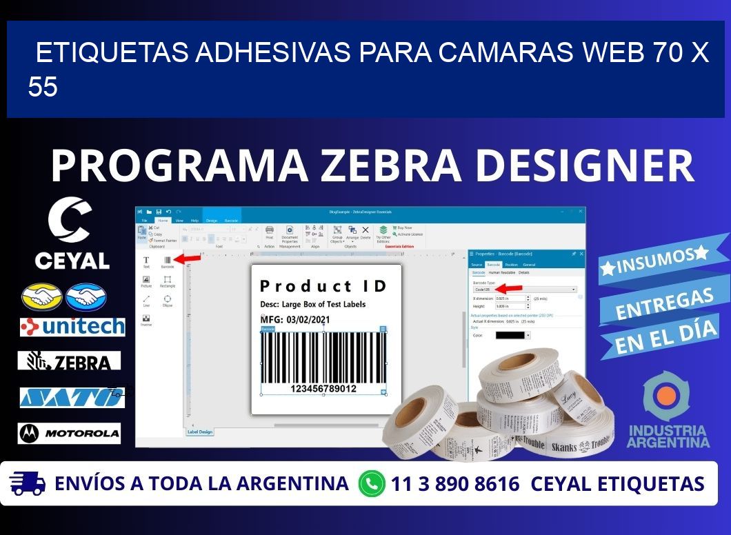 ETIQUETAS ADHESIVAS PARA CAMARAS WEB 70 x 55