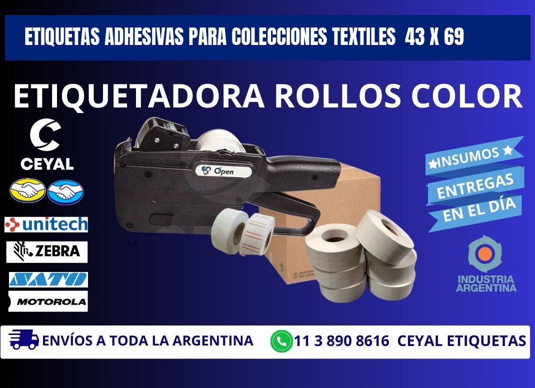 ETIQUETAS ADHESIVAS PARA COLECCIONES TEXTILES  43 x 69