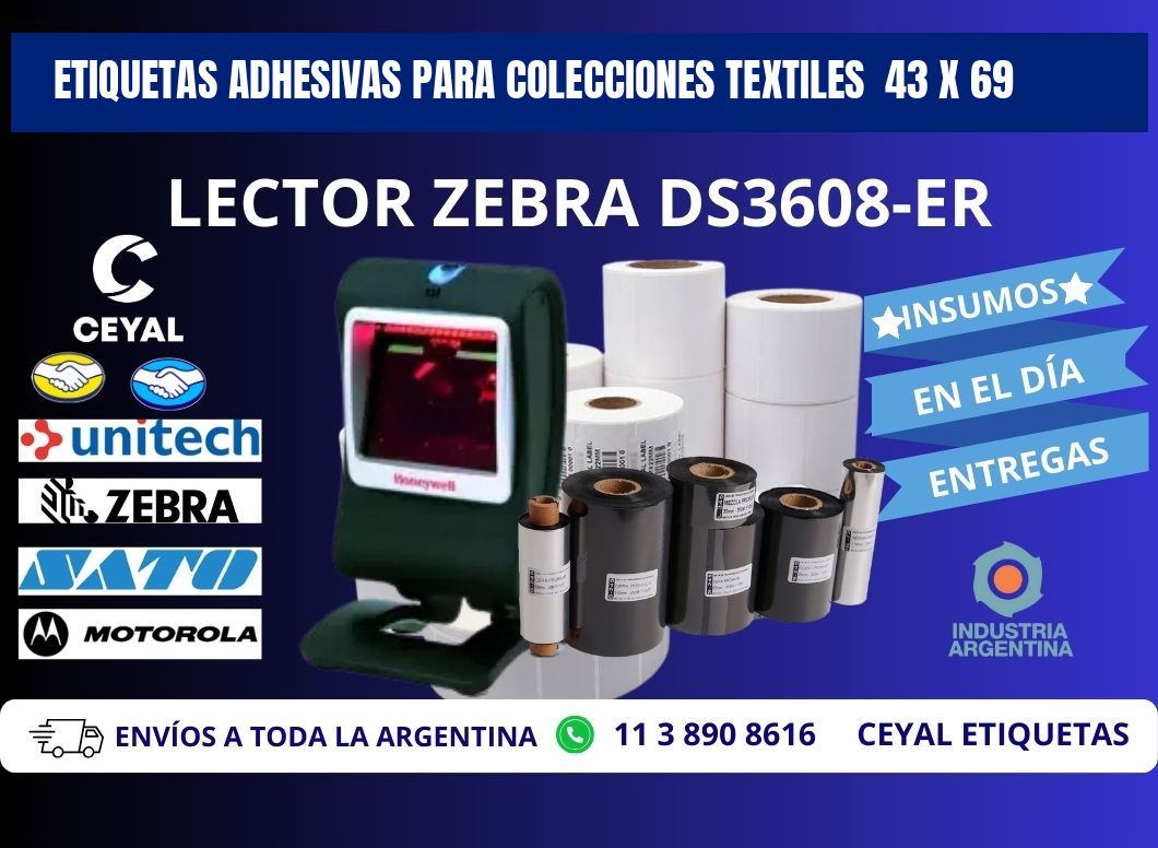 ETIQUETAS ADHESIVAS PARA COLECCIONES TEXTILES  43 x 69