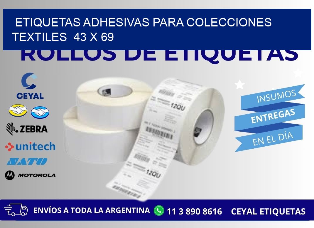 ETIQUETAS ADHESIVAS PARA COLECCIONES TEXTILES  43 x 69