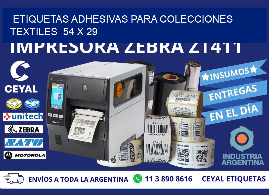 ETIQUETAS ADHESIVAS PARA COLECCIONES TEXTILES  54 x 29