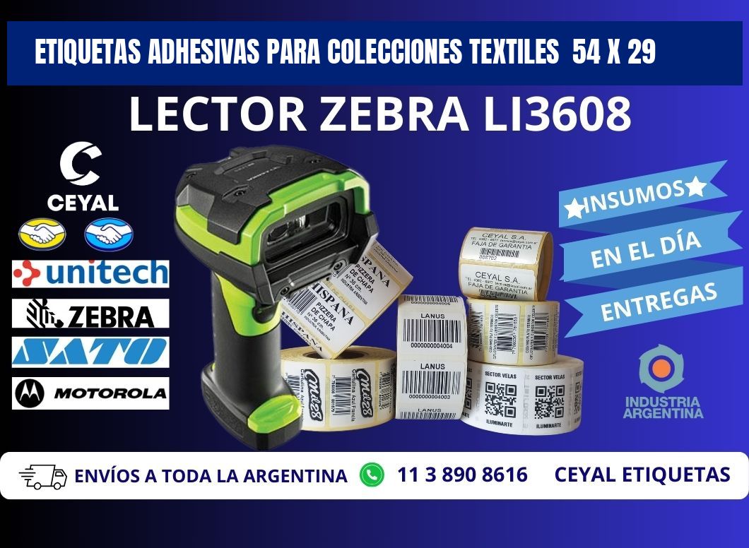 ETIQUETAS ADHESIVAS PARA COLECCIONES TEXTILES  54 x 29