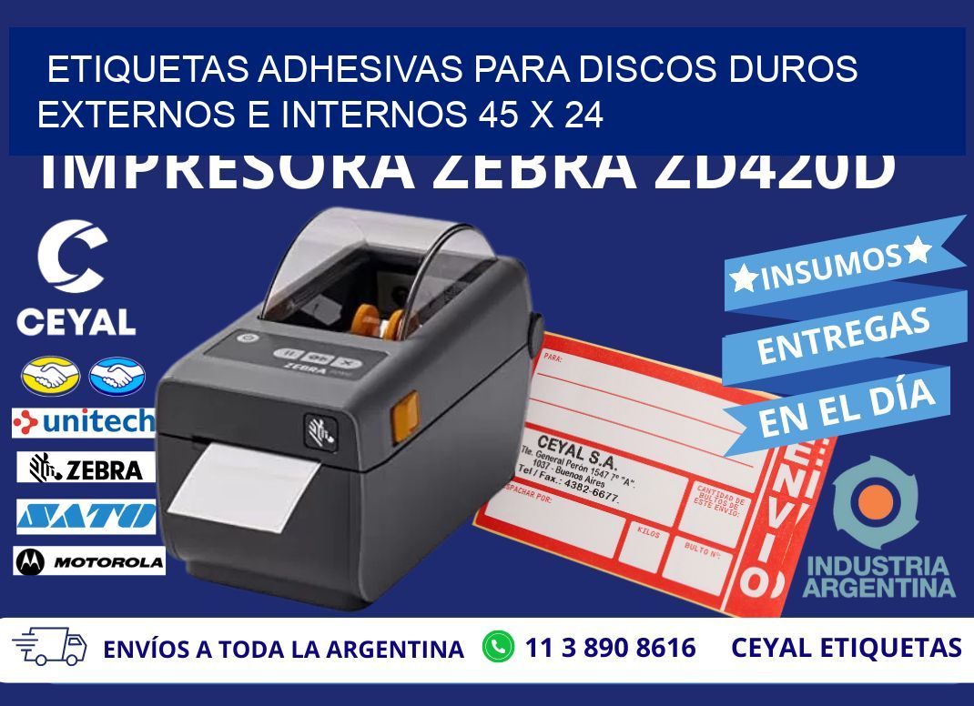 ETIQUETAS ADHESIVAS PARA DISCOS DUROS EXTERNOS E INTERNOS 45 x 24