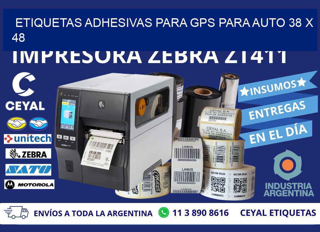 ETIQUETAS ADHESIVAS PARA GPS PARA AUTO 38 x 48