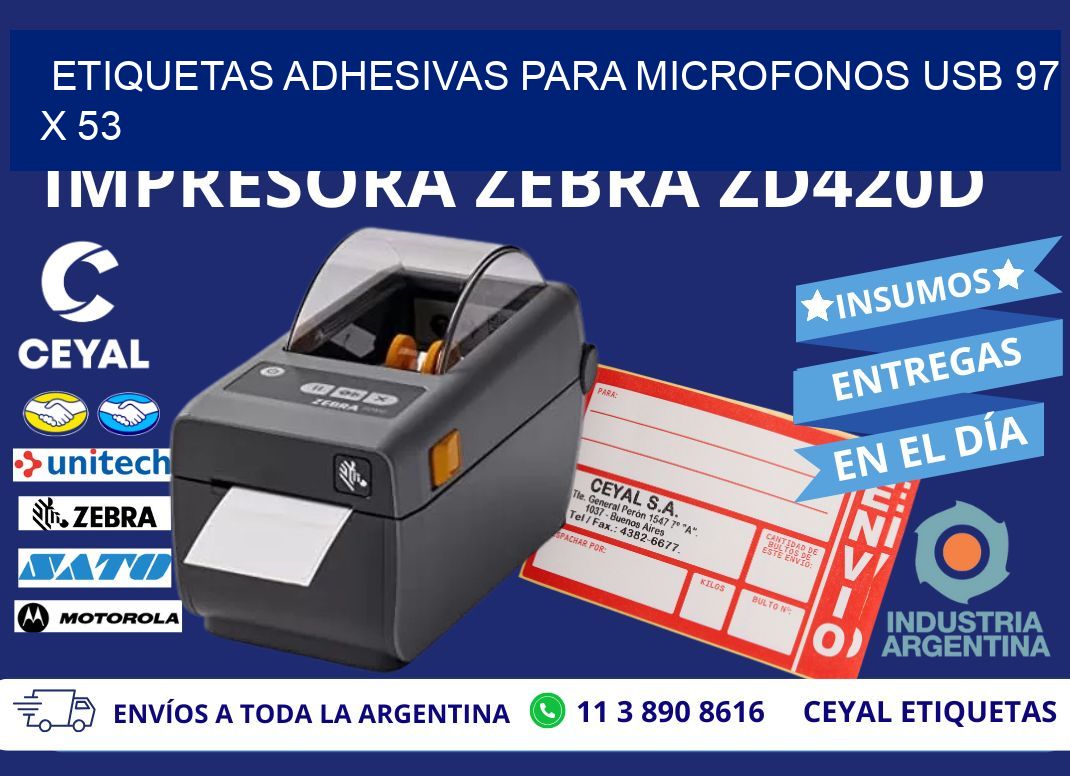 ETIQUETAS ADHESIVAS PARA MICROFONOS USB 97 x 53