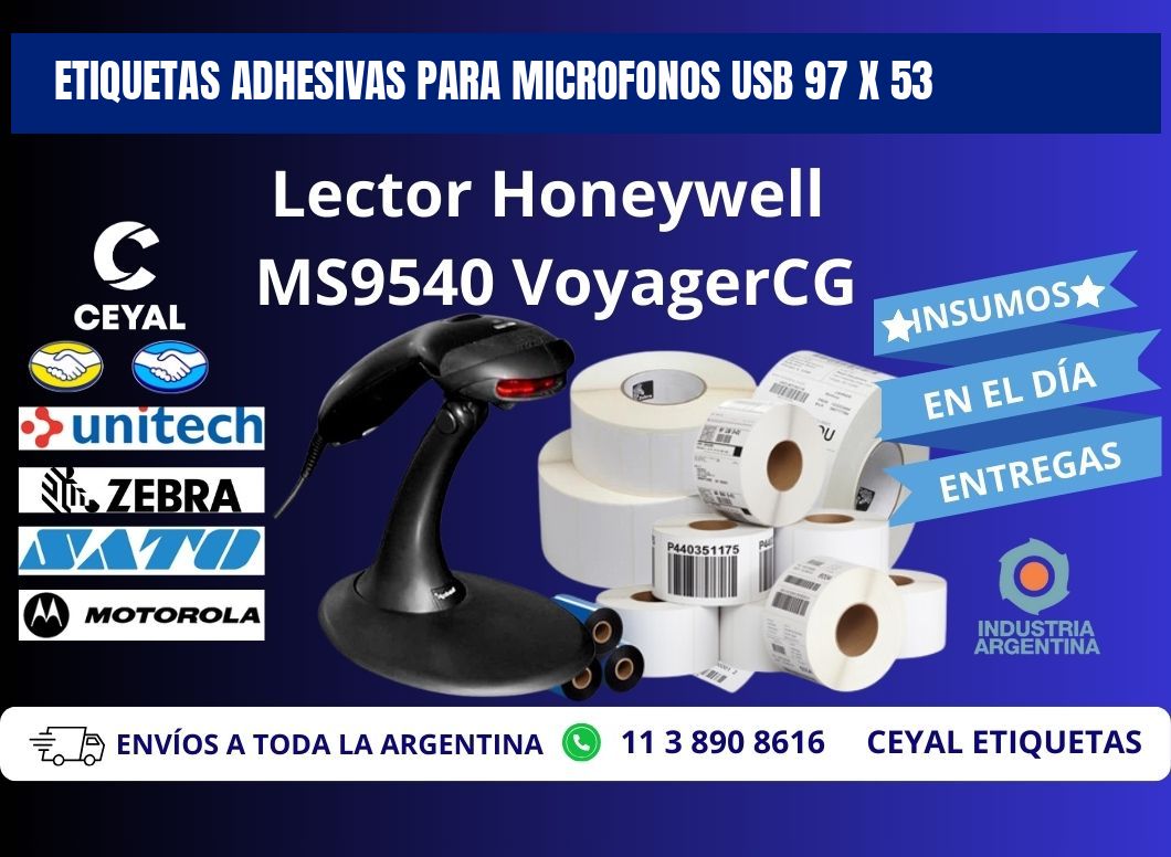 ETIQUETAS ADHESIVAS PARA MICROFONOS USB 97 x 53