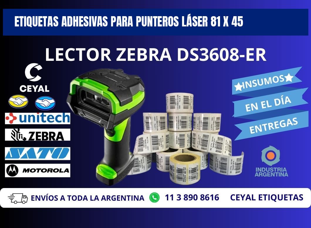 ETIQUETAS ADHESIVAS PARA PUNTEROS LÁSER 81 x 45