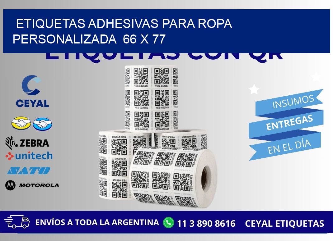 ETIQUETAS ADHESIVAS PARA ROPA PERSONALIZADA  66 x 77