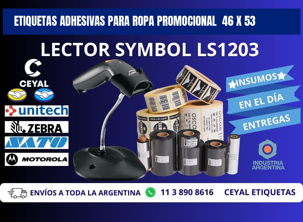 ETIQUETAS ADHESIVAS PARA ROPA PROMOCIONAL  46 x 53