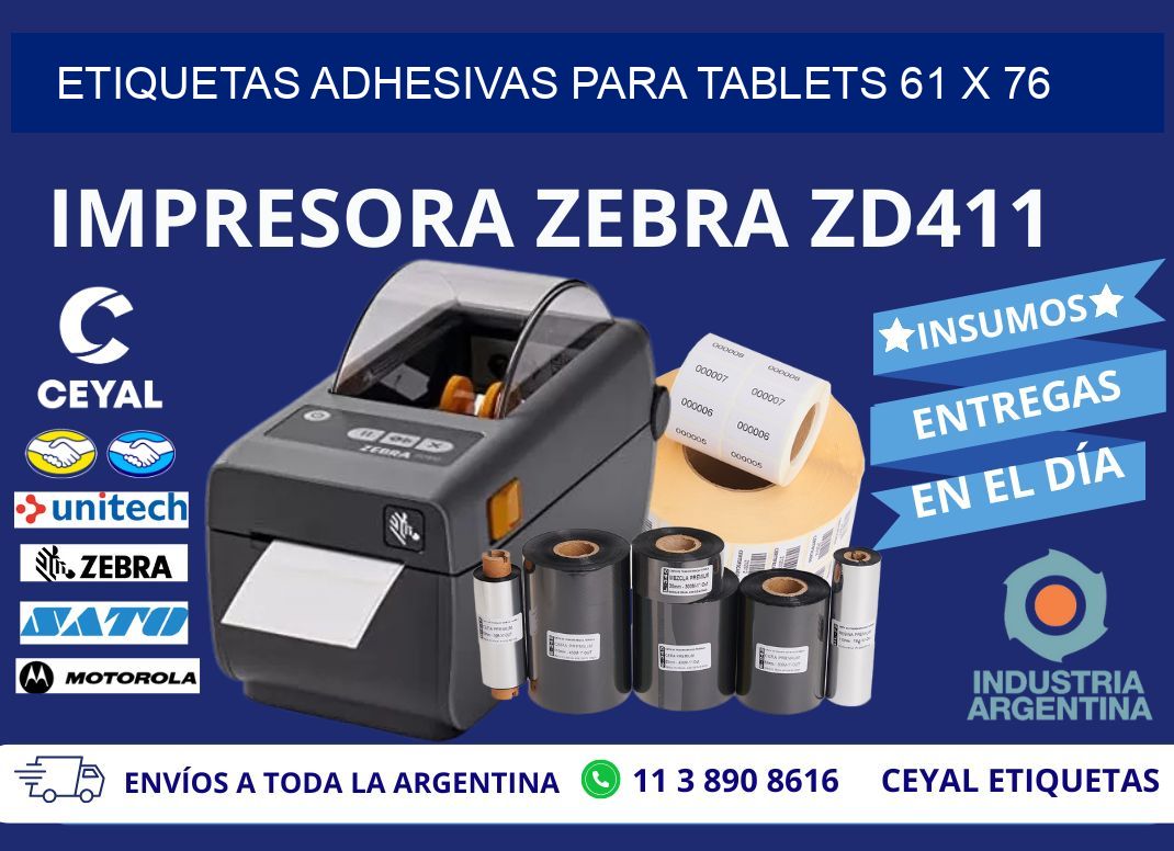 ETIQUETAS ADHESIVAS PARA TABLETS 61 x 76