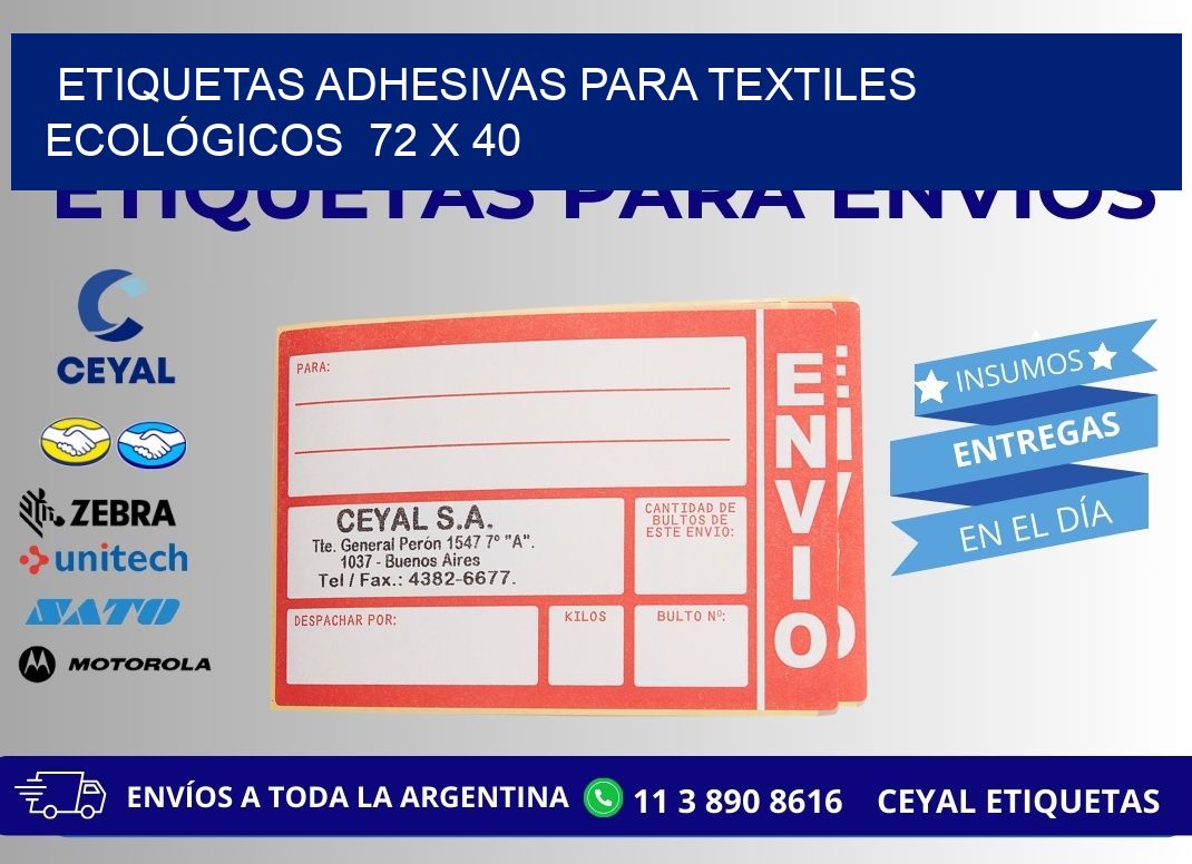 ETIQUETAS ADHESIVAS PARA TEXTILES ECOLÓGICOS  72 x 40