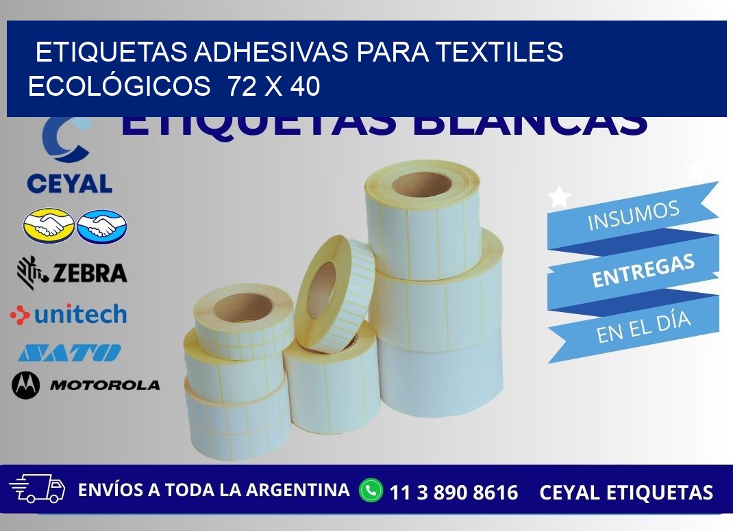 ETIQUETAS ADHESIVAS PARA TEXTILES ECOLÓGICOS  72 x 40