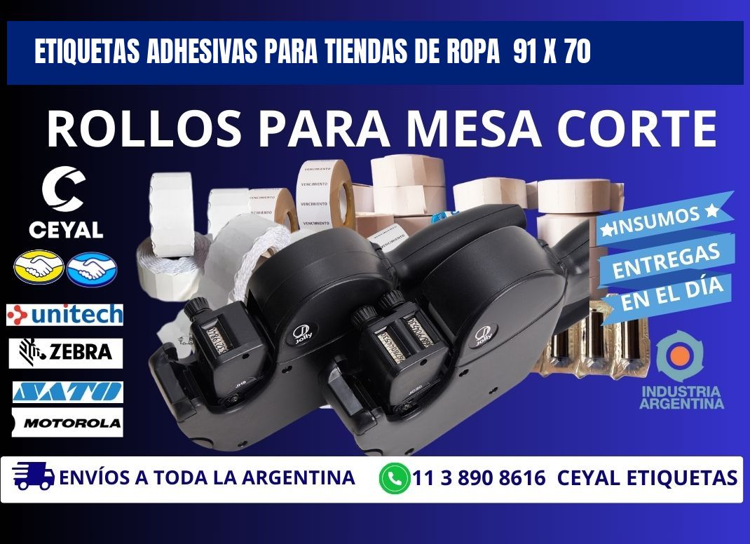 ETIQUETAS ADHESIVAS PARA TIENDAS DE ROPA  91 x 70
