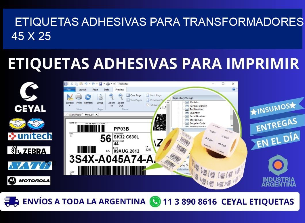 ETIQUETAS ADHESIVAS PARA TRANSFORMADORES 45 x 25