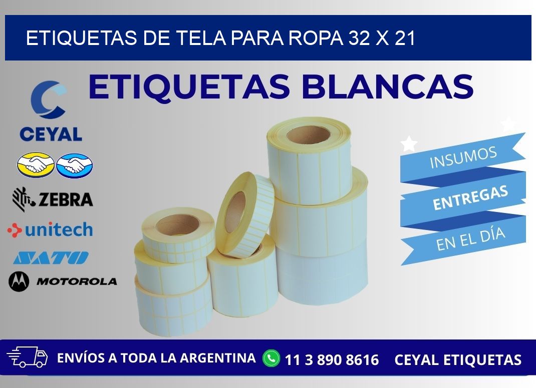 ETIQUETAS DE TELA PARA ROPA 32 x 21