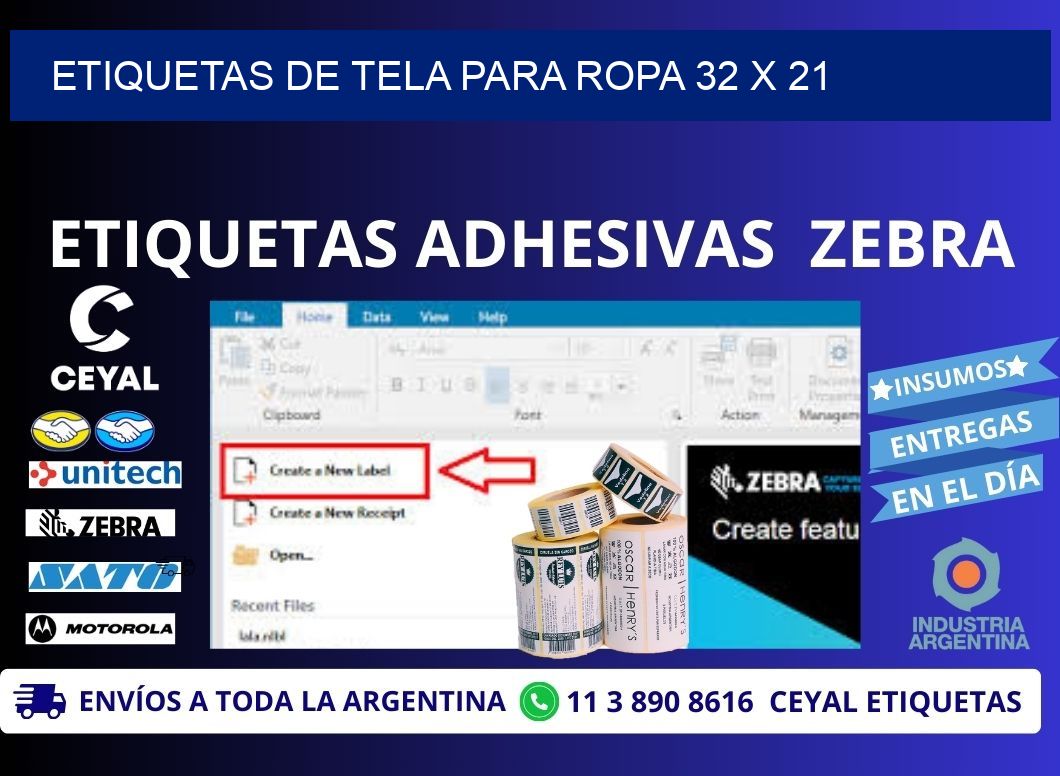 ETIQUETAS DE TELA PARA ROPA 32 x 21