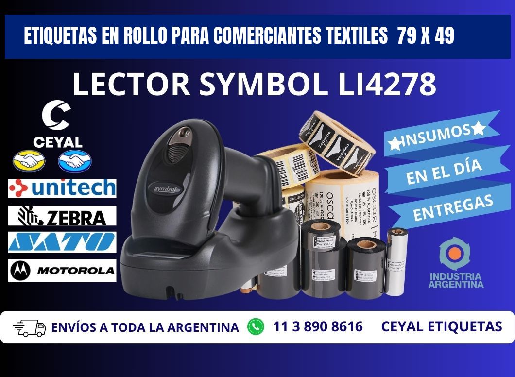 ETIQUETAS EN ROLLO PARA COMERCIANTES TEXTILES  79 x 49